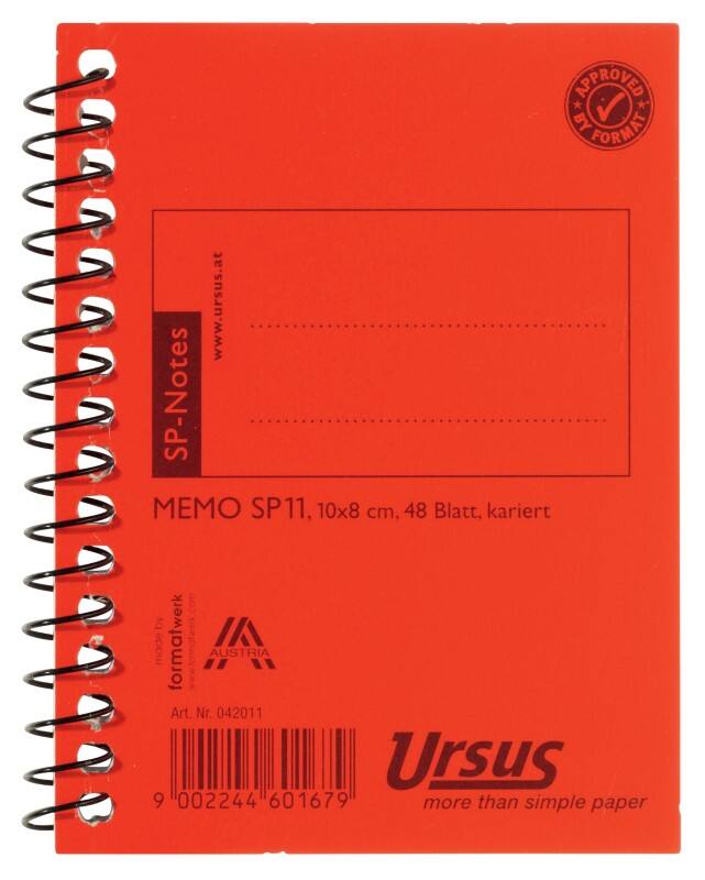 Cahier Ursus Style Format spécial Quadrillé Reliure en spirale Carton pressé Orange Sans perforation 96 pages