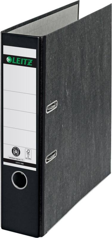 Classeur à levier Leitz Large 180° A4 82 mm Noir 2 Anneaux 1080 Carton Effet Marbre Portrait Recyclé