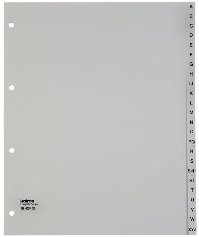 Kolma Superstrong A - Z Alphabetische Register A4+ Grau 24-teilig PVC (Polyvinylchlorid) 4 Löcher 19.424.03