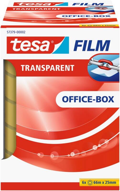 Ruban adhésif tesa tesafilm Office-Box 57379 Transparent 25 mm (L) x 66 m (L) Bruit Faible  6 Rouleaux