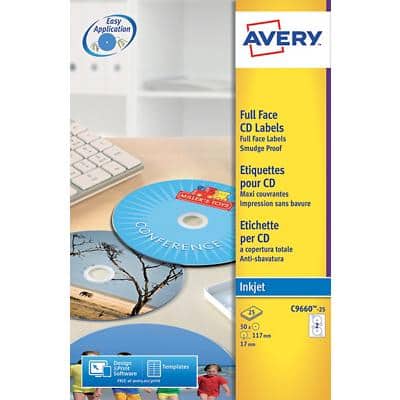 Étiquettes pour CD Avery C9660 Blanc Ø 117 mm 50 Unités