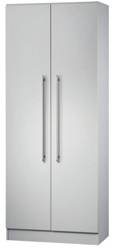 Hammerbacher Matrix Flügeltürenschrank Melaminharzbeschichtete Spanplatten 4 Tablare abschließbar 800 x 420 x 2.004 mm Lichtgrau