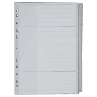 Leitz Blanko Register DIN A4 Überbreite Grau Mehrfarbig, Weiß 20-teilig PP (Polypropylen) 11 Löcher 1278