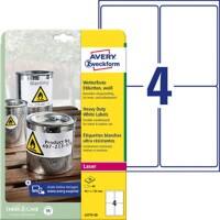 AVERY Zweckform Wetterfeste Etiketten L4774-20 Weiss A4 99,1 x 139 mm 20 Blatt à 4 Etiketten