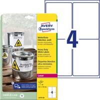 AVERY Zweckform L4774-20 Wetterfeste Etiketten A4 Weiss 99,1 x 139 mm 20 Blatt à 4 Etiketten