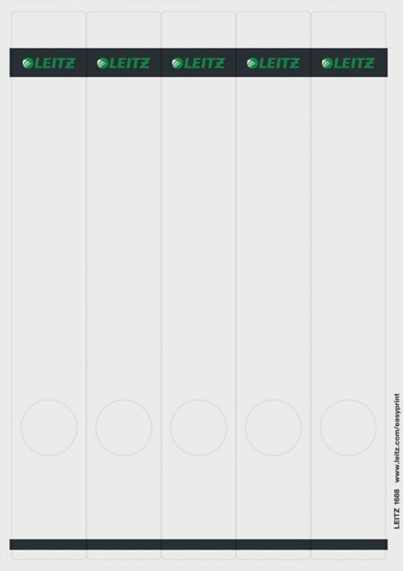 Leitz PC-beschriftbare Selbstklebende Rückenschilder 1688 Lang Für Leitz 1050 Qualitäts-Ordner Hellgrau 39 x 285 mm 125 Stück