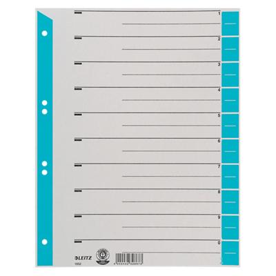 Leitz 1 bis 10 Register DIN A4 Überbreite Blau Hellblau 1-teilig Pappkarton 6 Löcher 1652 100 Stück