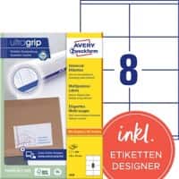 AVERY Zweckform Universaletiketten 3426 Ultragrip Weiss DIN A4 105 x 70 mm 100 Blatt à 8 Etiketten