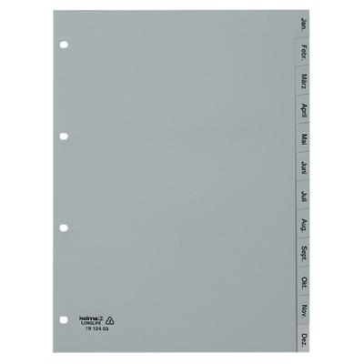 Kolma Jan - Dez Register DIN A4 Grau 12-teilig Kunststoff 4 Löcher 12 Blatt