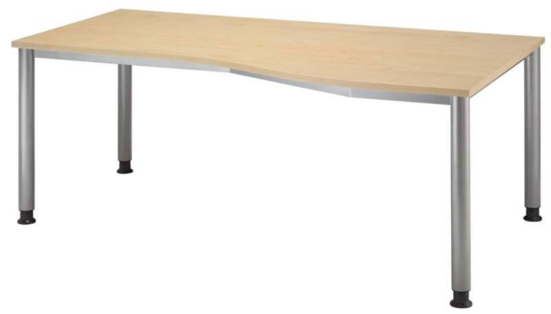 Hammerbacher Matrix Höhenverstellbar Schreibtisch Freiform Braun, Silber Ahorn 4 Füsse 1.800 (B) x 1.000 (T) x 810 (H) mm Aluminium, Holz, Kunststoff, Spanplatte