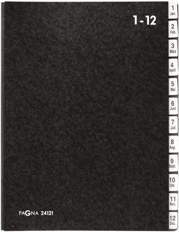 PAGNA Pultordner 12 Schwarz DIN A4 Hartpappe 1 bis 12 Schwarz