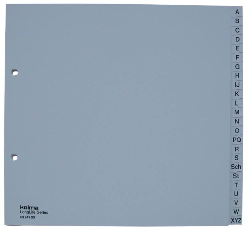 Kolma Superstrong A - Z Alphabetische Register A4 Grau 24-teilig PVC (Polyvinylchlorid) 2 Löcher 69.249.03
