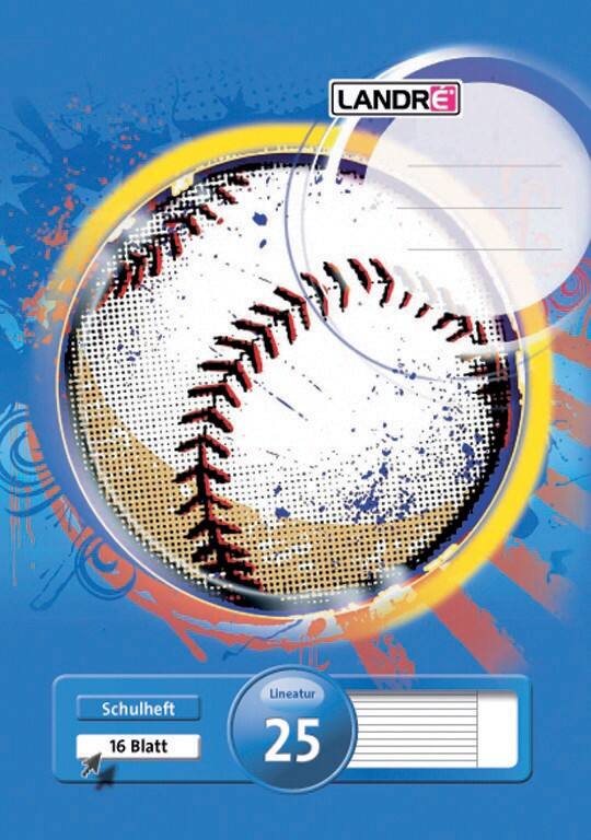 LANDRÉ Schulheft Blau Liniert DIN A4 16 Blatt 25 Linien