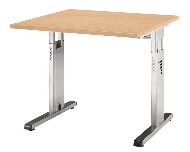 Bureau droit pied en C Effect hêtre 800 x 800 x 680 - 850 mm