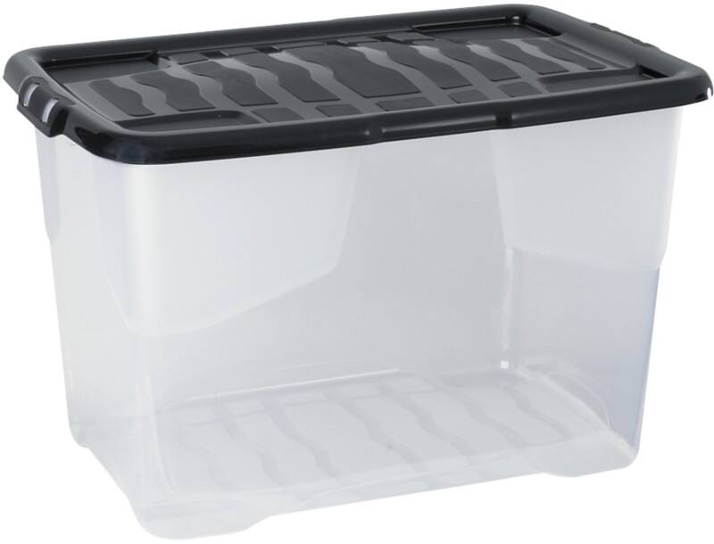 Kunststoff Archivbox 65 L Schwarz, Transparent 60 x 40 x 37 cm