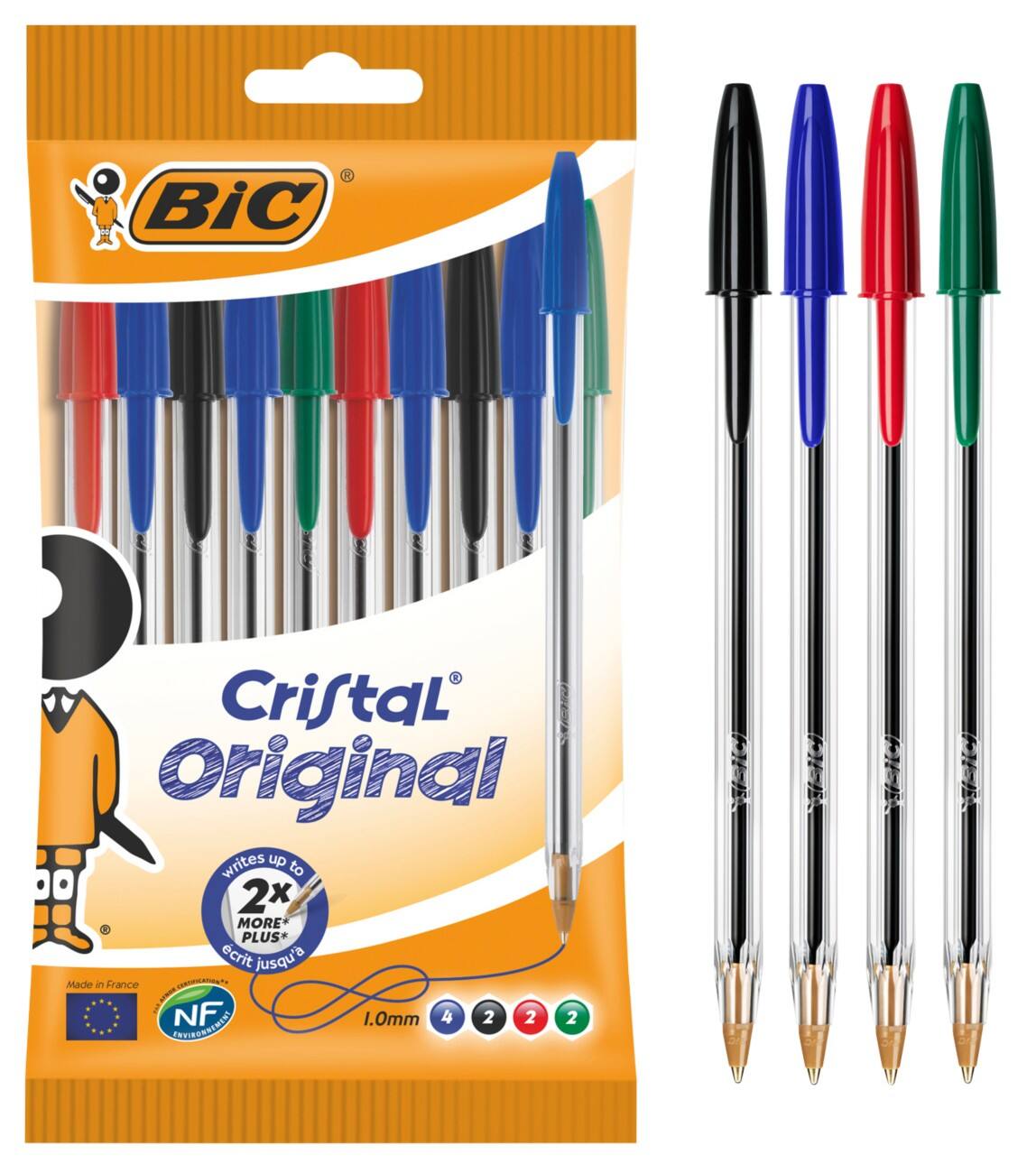 Stylo à bille BIC Cristal® Assortiment Avec capuchon 10 Unités