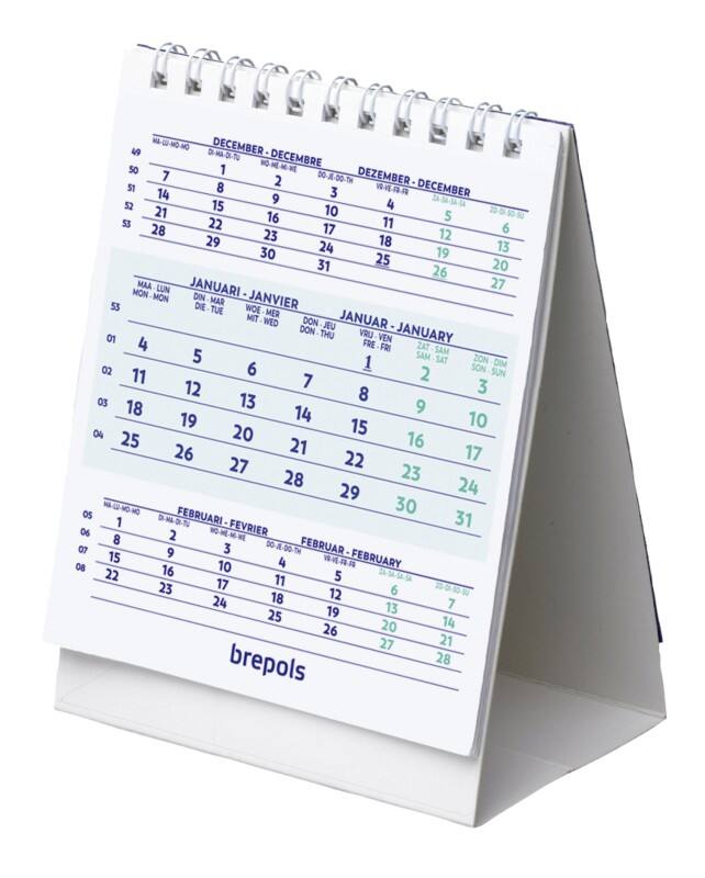 Brepols Schreibtisch-Kalender 2026 3 Monate / 1 Seite Englisch 10,5 (B) x 0,4 (T) x 13 (H) cm Weiß