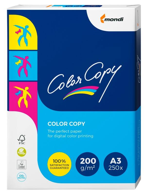 Papier imprimante Mondi A3 Color Copy Blanc 200 g/m² Lisse 250 Feuilles