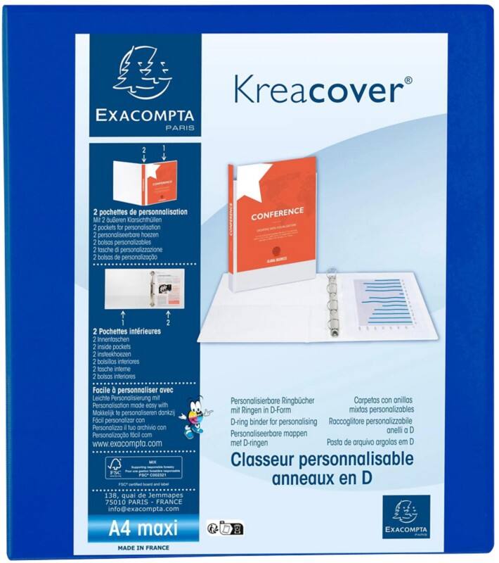 Präsentations-Ringbuch Polypropylen A4 4 Ringe 40 mm Blau