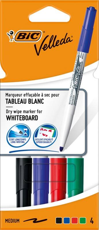 BIC Velleda 1741 Non-permanent Whiteboard-Marker Farbig sortiert Mittel Rundspitze 1 -   51% Recycelt 4 Stück