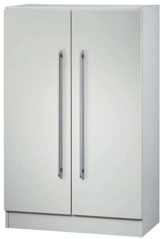 Hammerbacher Flügeltürenschrank Kunststoff, Melaminharzbeschichtete Spanplatte 2 Fachböden 800 x 420 x 1.270 mm Grau