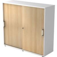 Hammerbacher Schiebetürenschrank Spanplatte 2 Fachböden abschließbar 1.200 x 400 x 1.100 mm Braun, Weiß