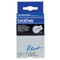 Brother TC-201 Authentic Schriftband Selbstklebend Schwarzer Druck auf Weiss 12 mm x 7.7m