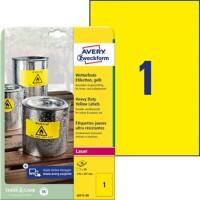 Étiquettes imperméables AVERY Zweckform L6111-20 Heavy Duty Jaune A4 210 x 297 mm 20 Feuilles de 1 Étiquettes