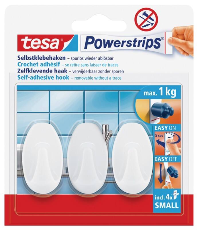 Crochet tesa Powerstrips Small Blanc 0,06 m (L) 3 Unités