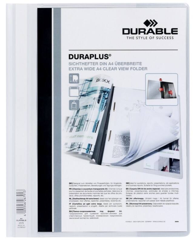 Chemise à lamelle DURABLE Duraplus A4 extralarge Blanc Polychlorure de vinyle