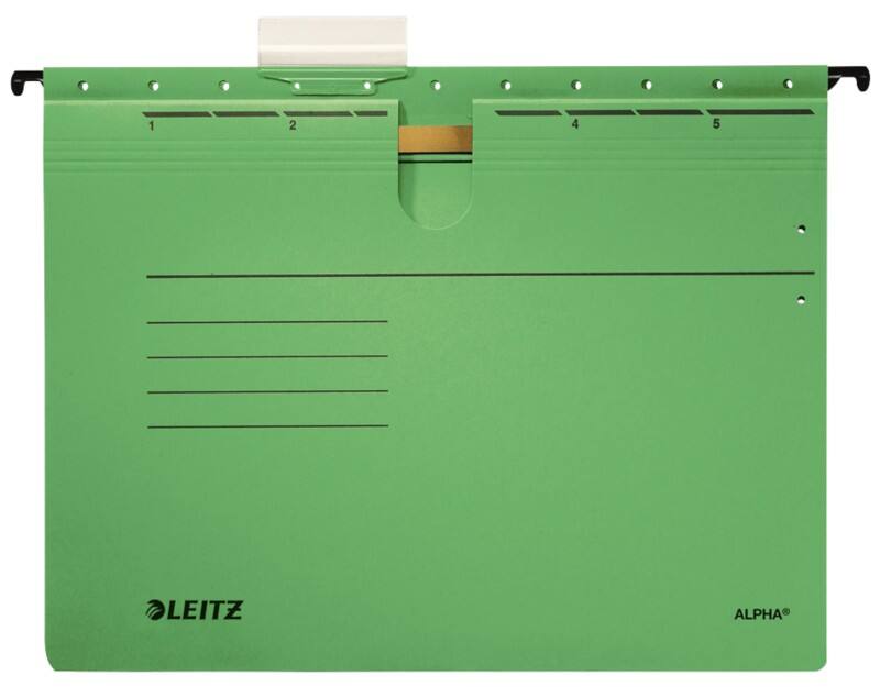 Dossiers suspendus Leitz Alpha 1984 A4 Base en V 275 g/m² Carton 100 % recyclé Vert 15 mm 5 Unités