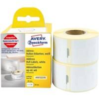 AVERY Zweckform AS0722370 Adressetiketten Selbsthaftend Schwarz auf Weiss 28 (B) x 89 (H) mm 2 Rollen à 130 Etiketten