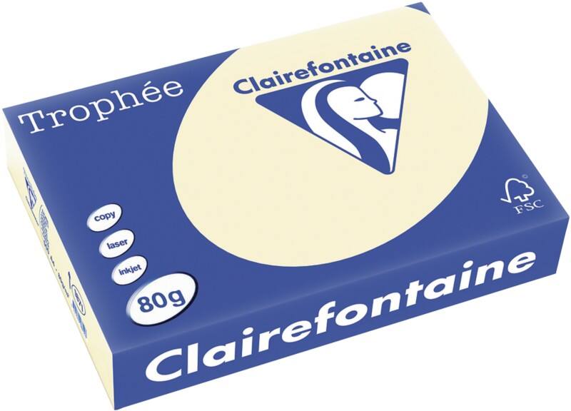 Papier couleur Clairefontaine Trophée A4 Crème 80 g/m² Mat 500 Feuilles