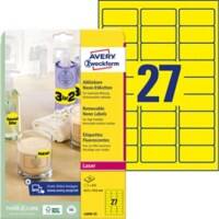 AVERY Zweckform L6004-25 Etiketten A4 Neongelb 63,5 x 29,6 mm 25 Blatt à 27 Etiketten