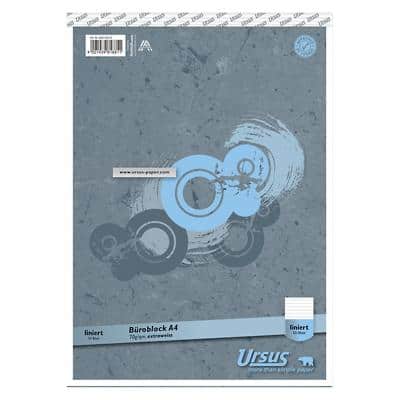 Ursus Style Notizblock DIN A4 Liniert Geheftet Papier Grau Perforiert 50 Blatt