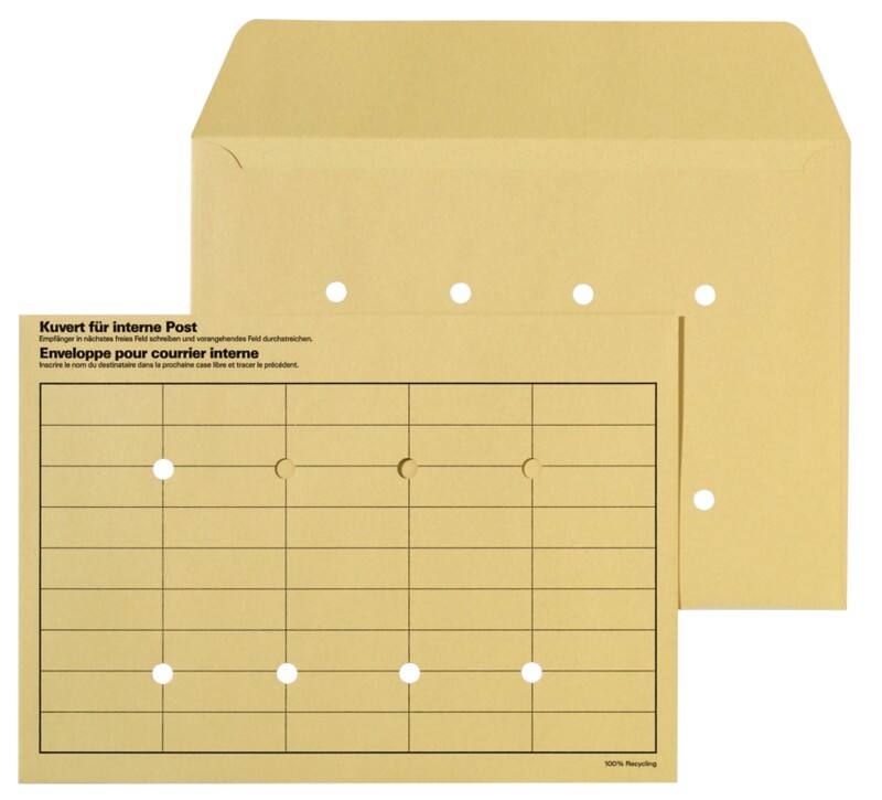 Enveloppes pour courrier interne Elco Sans fenêtre C4 324 (l) x 229 (h) mm Bande adhésive Brun 120 g/m² 250 Unités