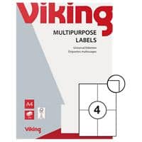 Viking Universaletiketten Selbsthaftend 105 x 148mm Weiss 100 Blatt mit 4 Etiketten