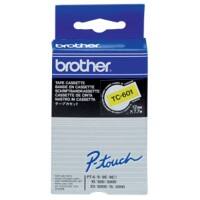 Brother TC-601 Authentic Schriftband Selbstklebend Schwarzer Druck auf Gelb 12 mm x 7.7m