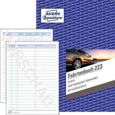 AVERY Zweckform Fahrtenbuch 223 Weiss A5 Perforiert 40 Blatt