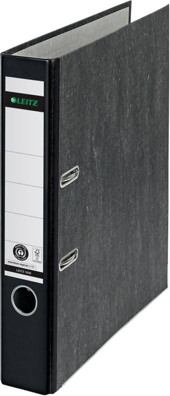 Classeur à levier Leitz Étroit 180° A4 52 mm Noir 2 Anneaux 1050 Carton Effet Marbre Portrait Recyclé