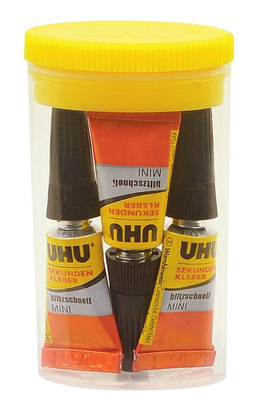 UHU blitzschnell MINIS Sekundenkleber Permanent Flüssig Transparent Flüssig 3 Stück à 1 g