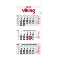 Calendrier mural Viking Maxi Light 2025 Format spécial 3 mois par page Blanc Allemand, anglais, français, espagnol