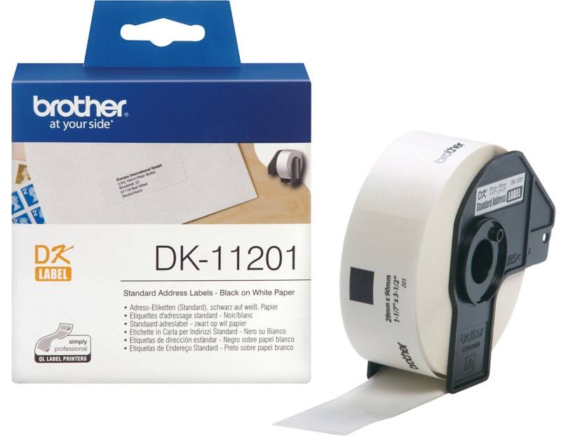 Brother QL Etikettenrolle Authentisch DK-11201 DK-11201 Selbsthaftend Schwarz auf Weiss 90 x 29 mm 400 Etiketten