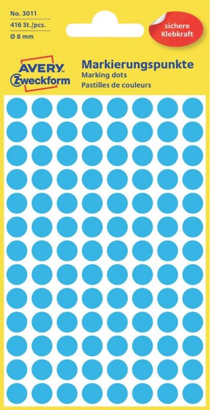 AVERY Zweckform Markierungspunkte 3011 Selbsthaftend Blau 4 Blatt à 104 Etiketten