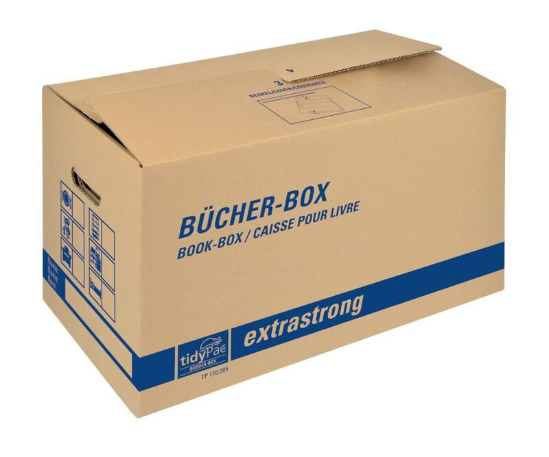 tidyPac BÜCHER-BOX extrastrong Umzugskarton Pappkarton 300 (B) x 580 (T) x 340 (H) mm Braun 5 Stück