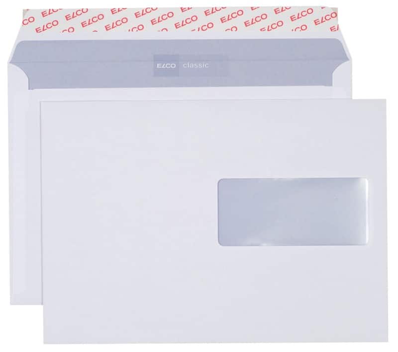 Enveloppes Elco C5 100 g/m² Blanc Avec Fenêtre À droite Bande adhésive 500 Unités
