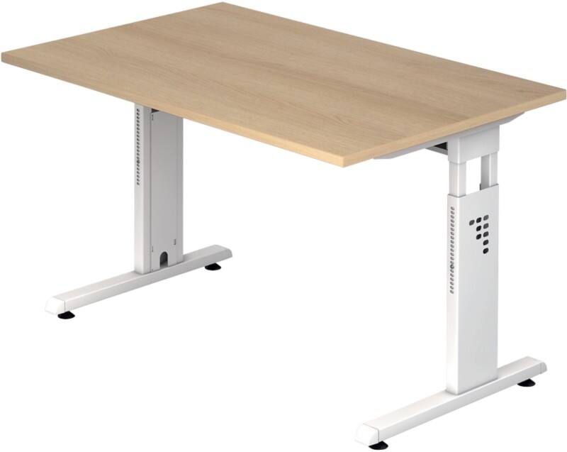 Bureau Hammerbacher O-Serie VOS Hauteur ajustable Rectangulaire Chêne C-Pied 1200 (L) x 800 (P) x 850 (H) mm Acier, Aggloméré