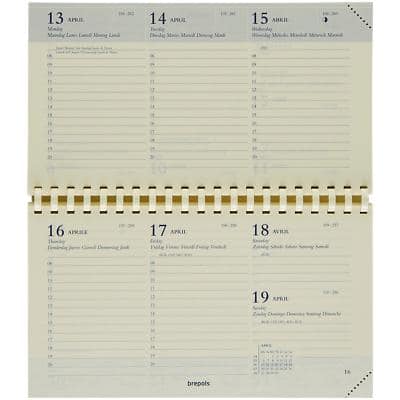 Brepols Terminkalender Nachfüllung Omniplan A6 1 Woche auf 2 Seiten 2023 Creme