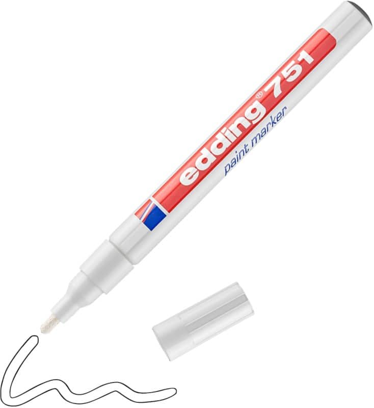 edding 751 Permanent Lackmarker Weiss Fein Rundspitze 1 - 2 mm Wasserbeständig