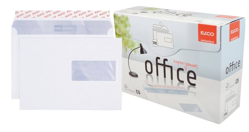 Enveloppes Elco Office Avec fenêtre C5 229 (l) x 162 (h) mm Bande adhésive Blanc 100 g/m² 100 Unités